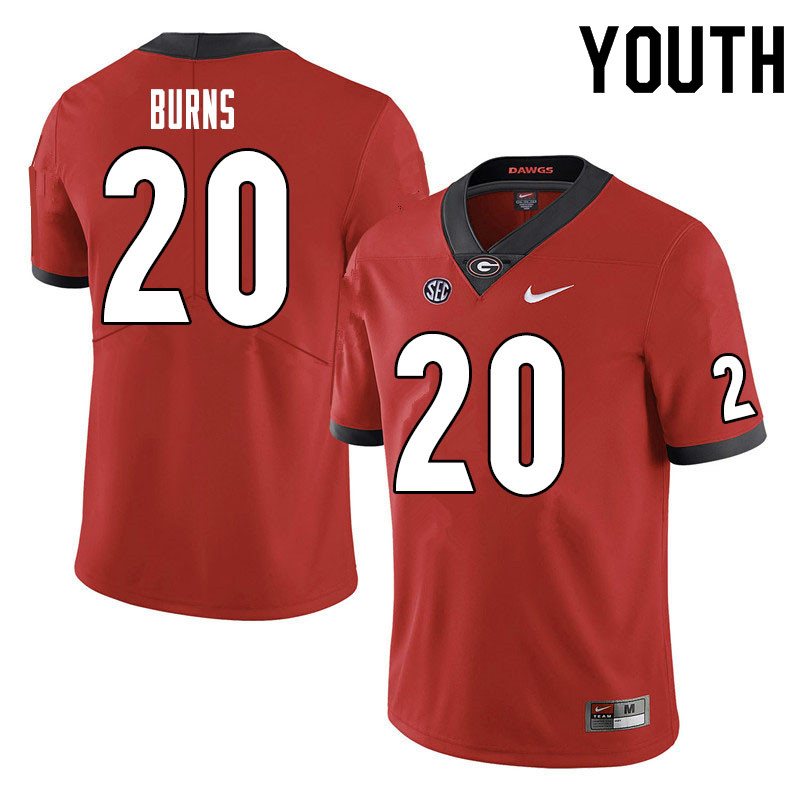 Youth #20 Major Burns Georgia Bulldogs College Football Jerseys Sale-Red - Click Image to Close